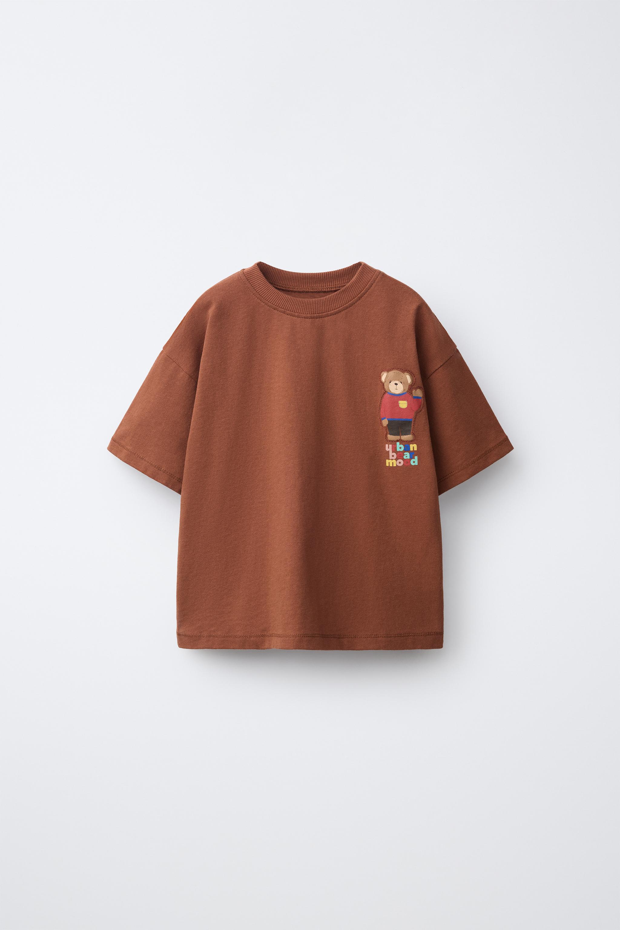 BEAR PRINT T-SHIRT — Brown