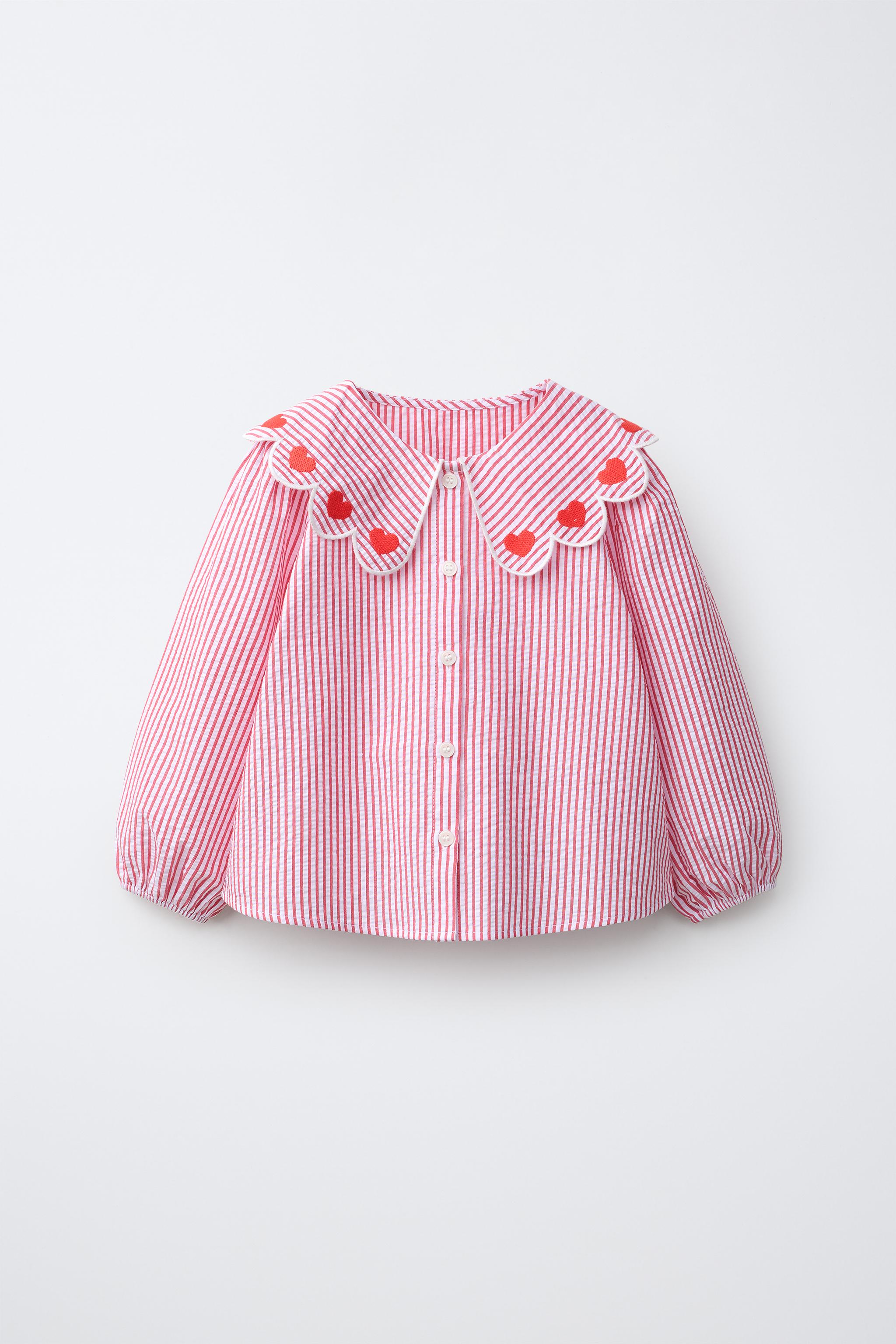 HEART AND STRIPE PETER PAN COLLAR SHIRT