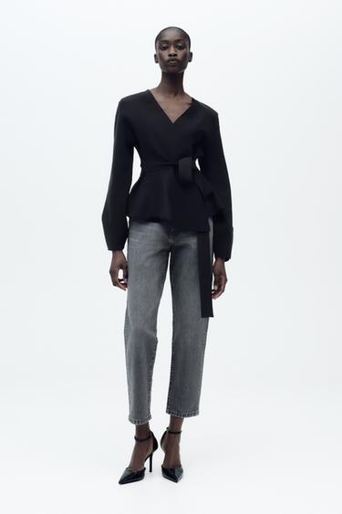 Zara Z1975 HIGH-WAIST MOM LEG JEANS - Gray