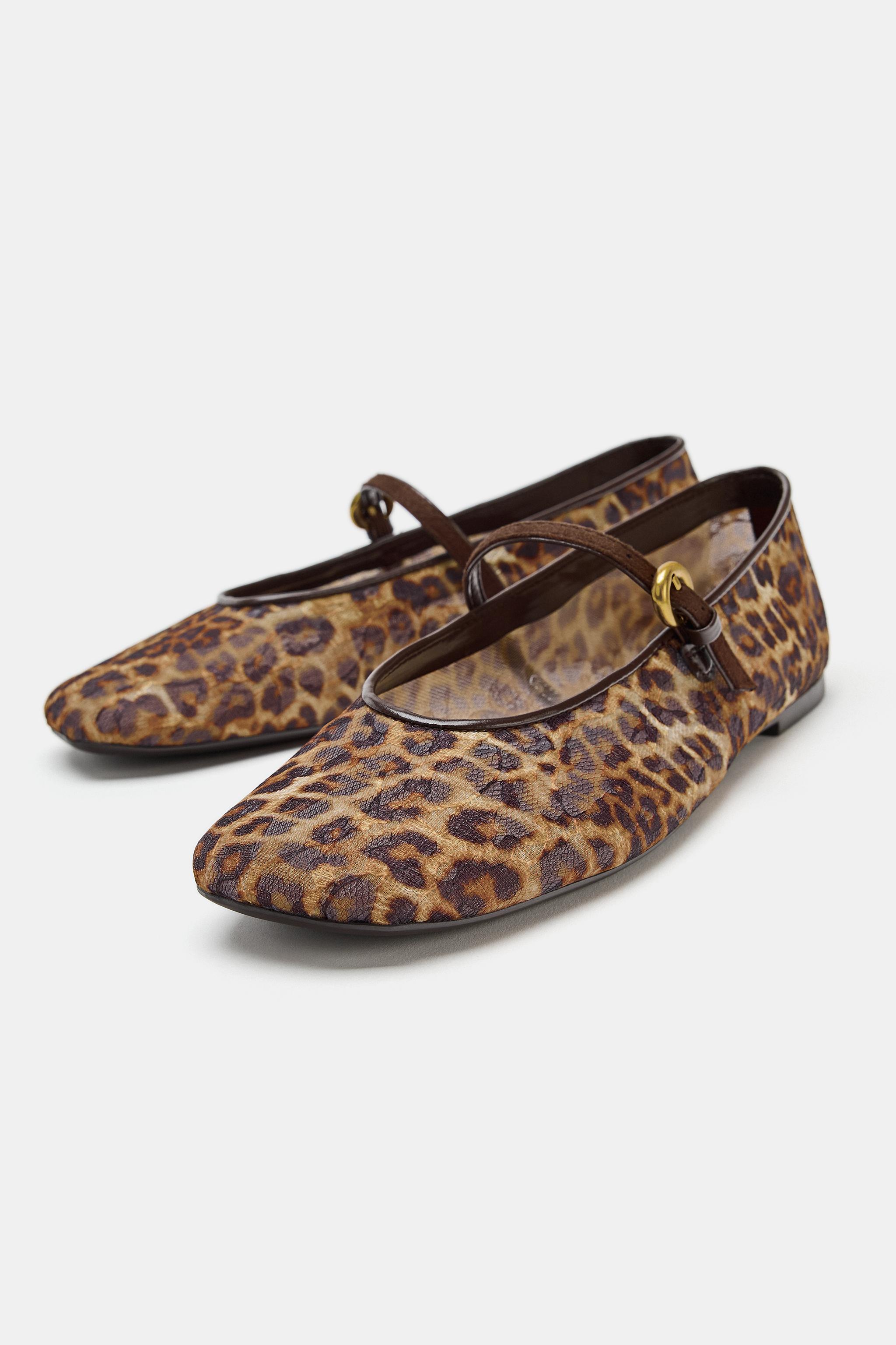 ANIMAL PRINT MESH BALLET FLATS
