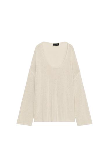 Zara ROUND NECK KNIT SWEATER - Sand