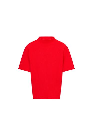 Zara SHOULDER PAD KNIT TOP - Red