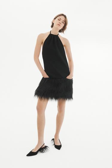 LIMITED EDITION FAUX FUR TRIM DRESS - Black by Zara - Image 0