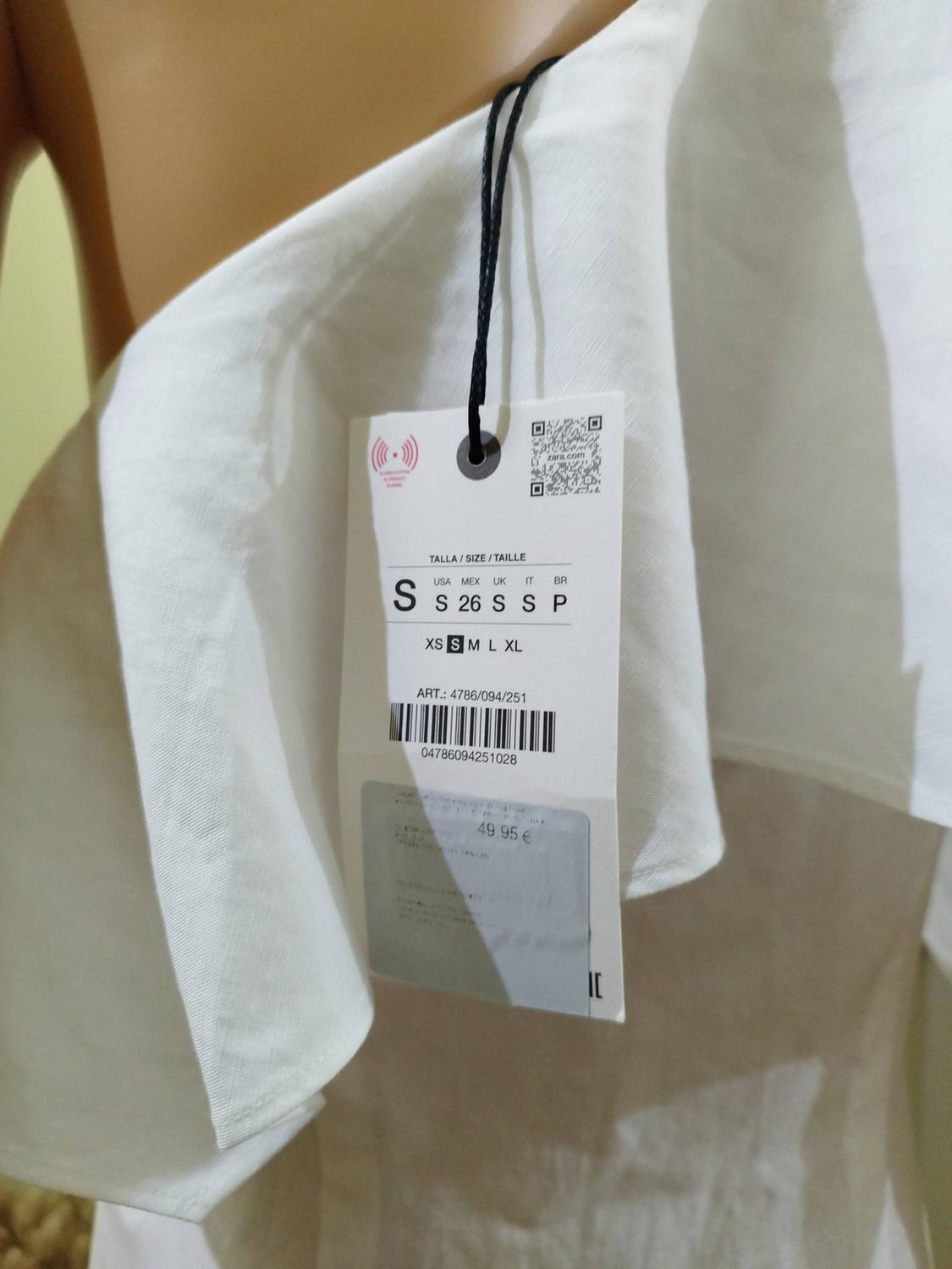 ZW COLLECTION ASYMMETRIC LINEN BLEND DRESS WITH RUFFLES - Image 6