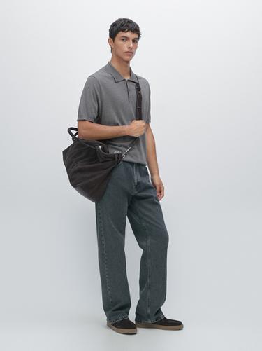 Polo punto con algodón - Azul / Gris de Zara - Imagen 0