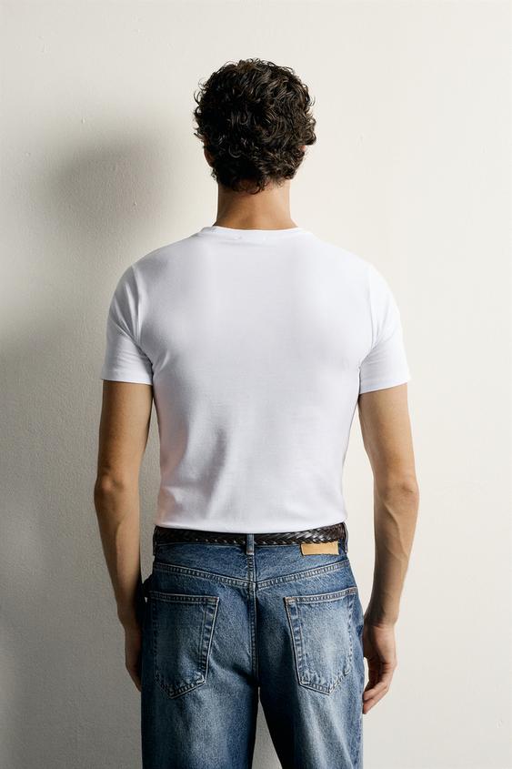 T-SHIRT SLIM FIT BASIQUE /01 - Blanc de Zara - Image 2