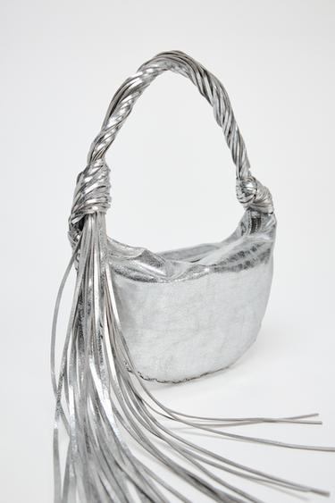 METALLIC FRINGED BAG - Silver by Zara - Image 3