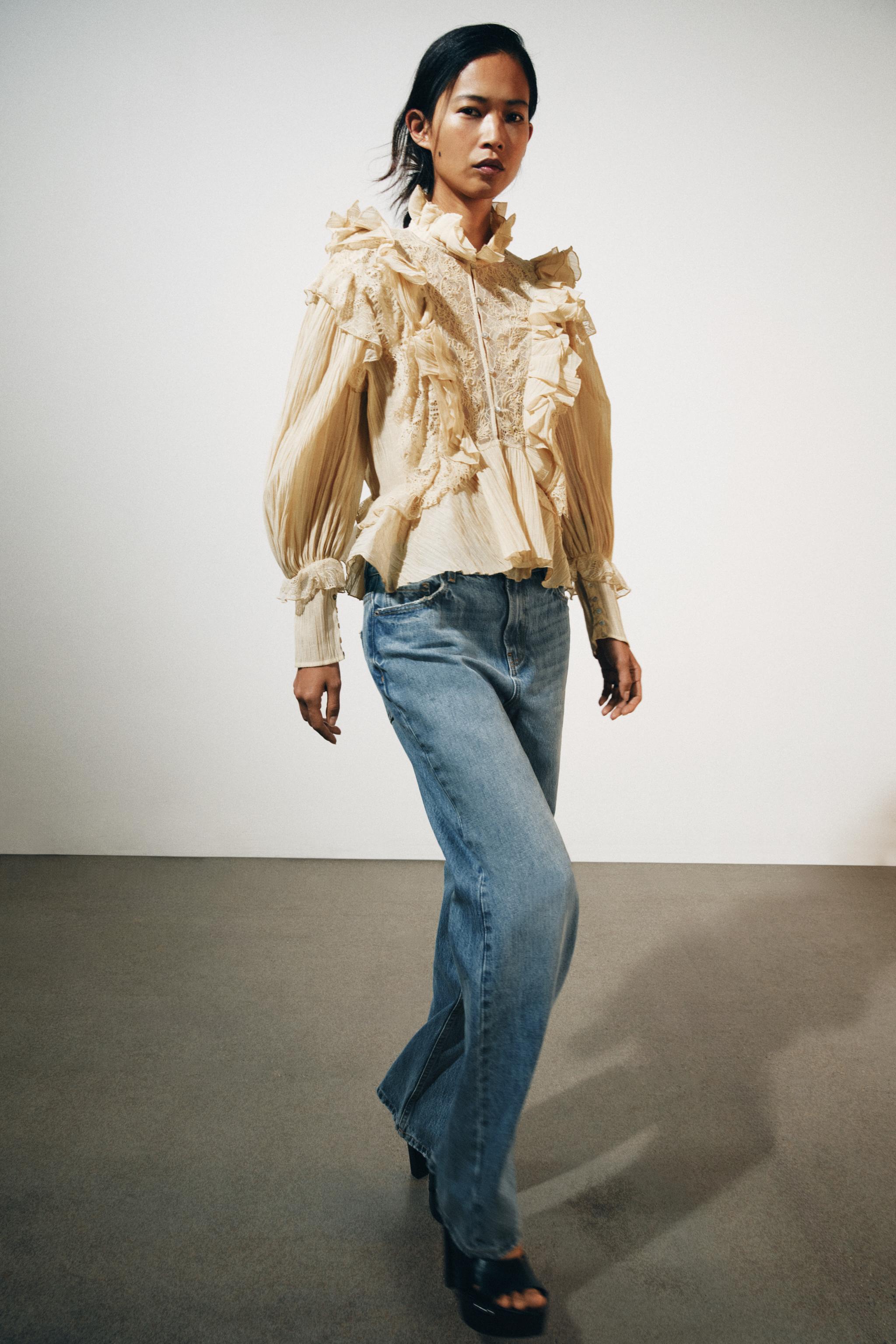 Zara ZW COLLECTION FIRFIRLI ROMANTİK GÖMLEK görsel 5