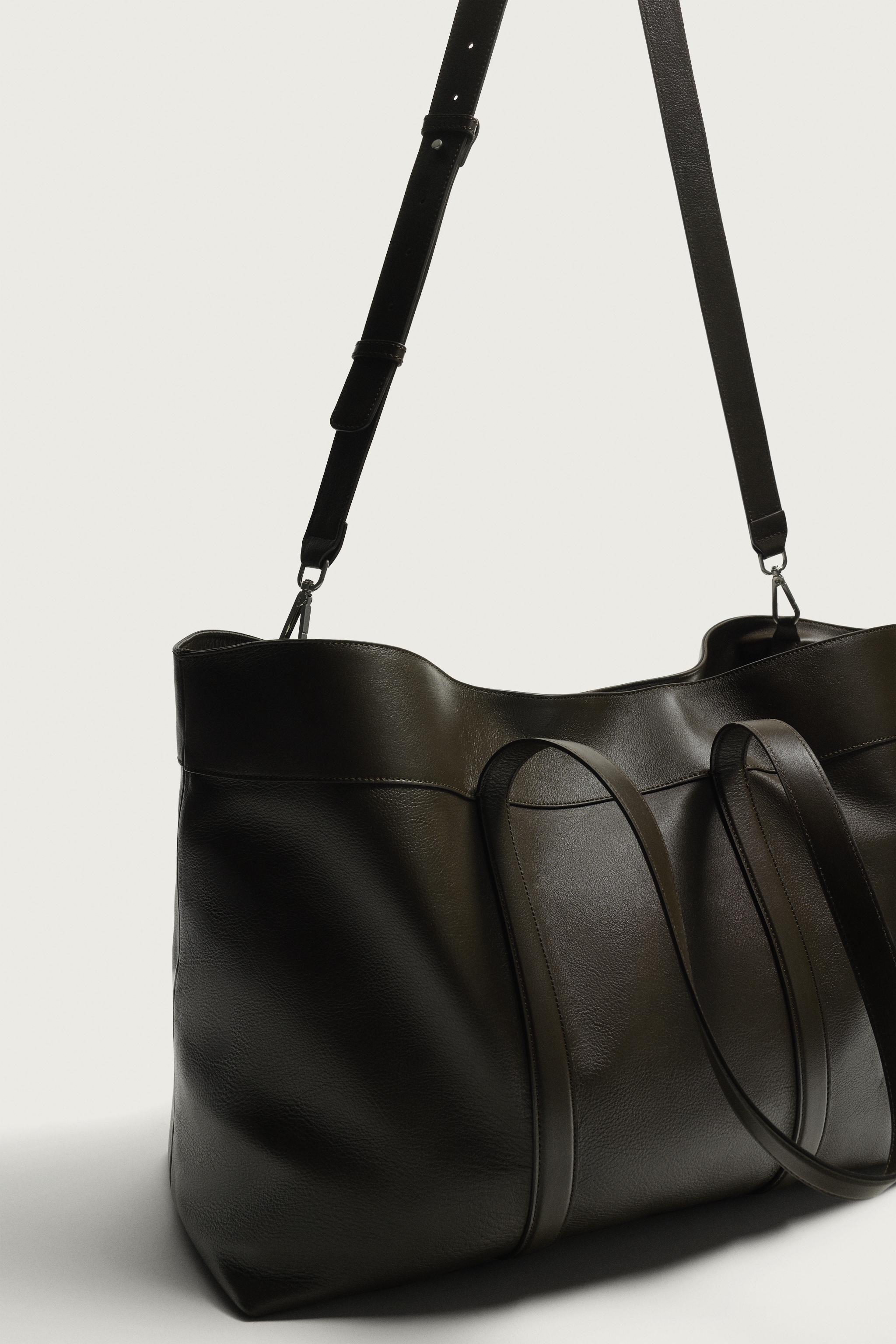 ZARAレザートートバッグ 牛革本革 ブラック トートバッグ バッグ 公式通販