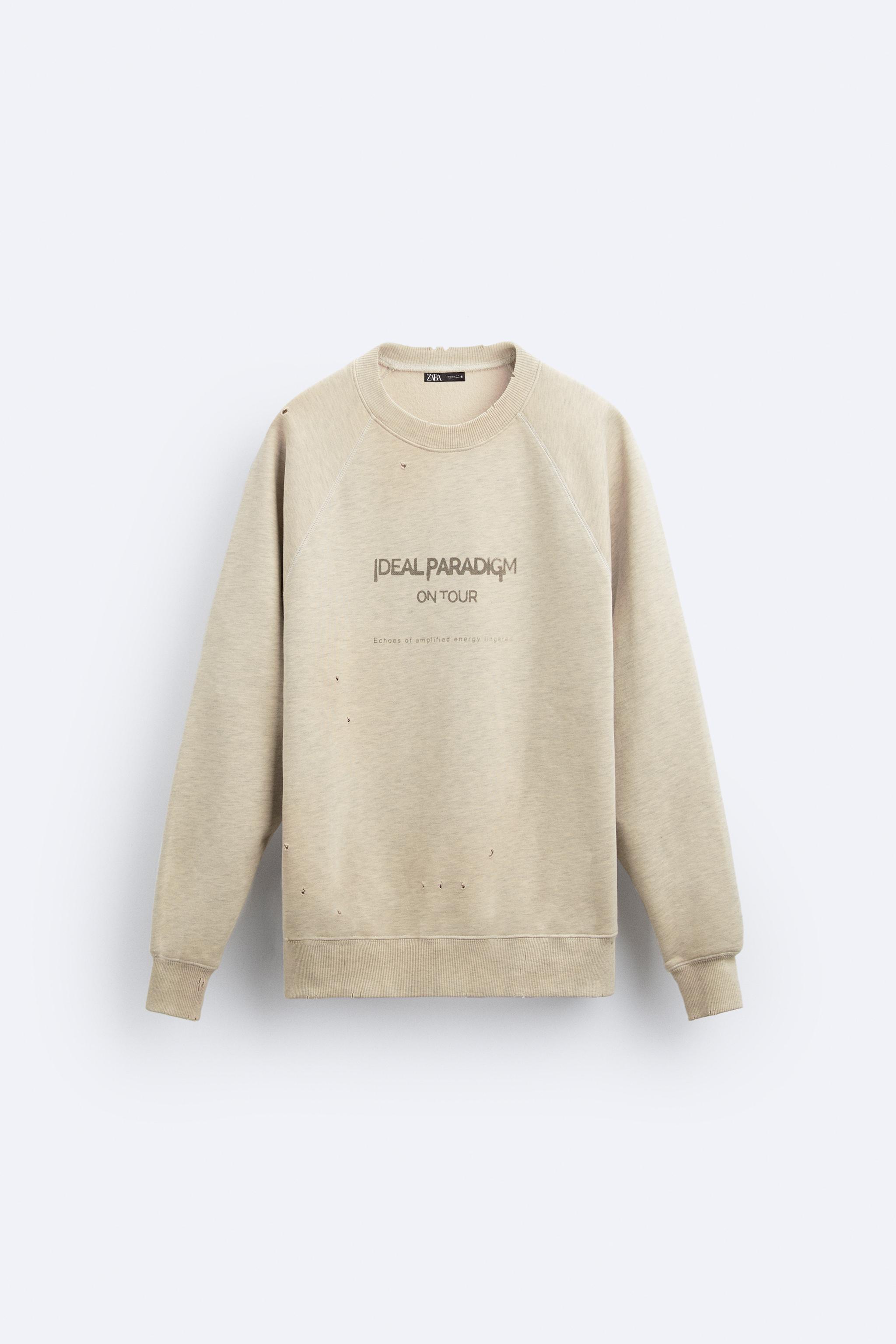 VINTAGE EFFECT PRINTED SWEATSHIRT - Pearl gray