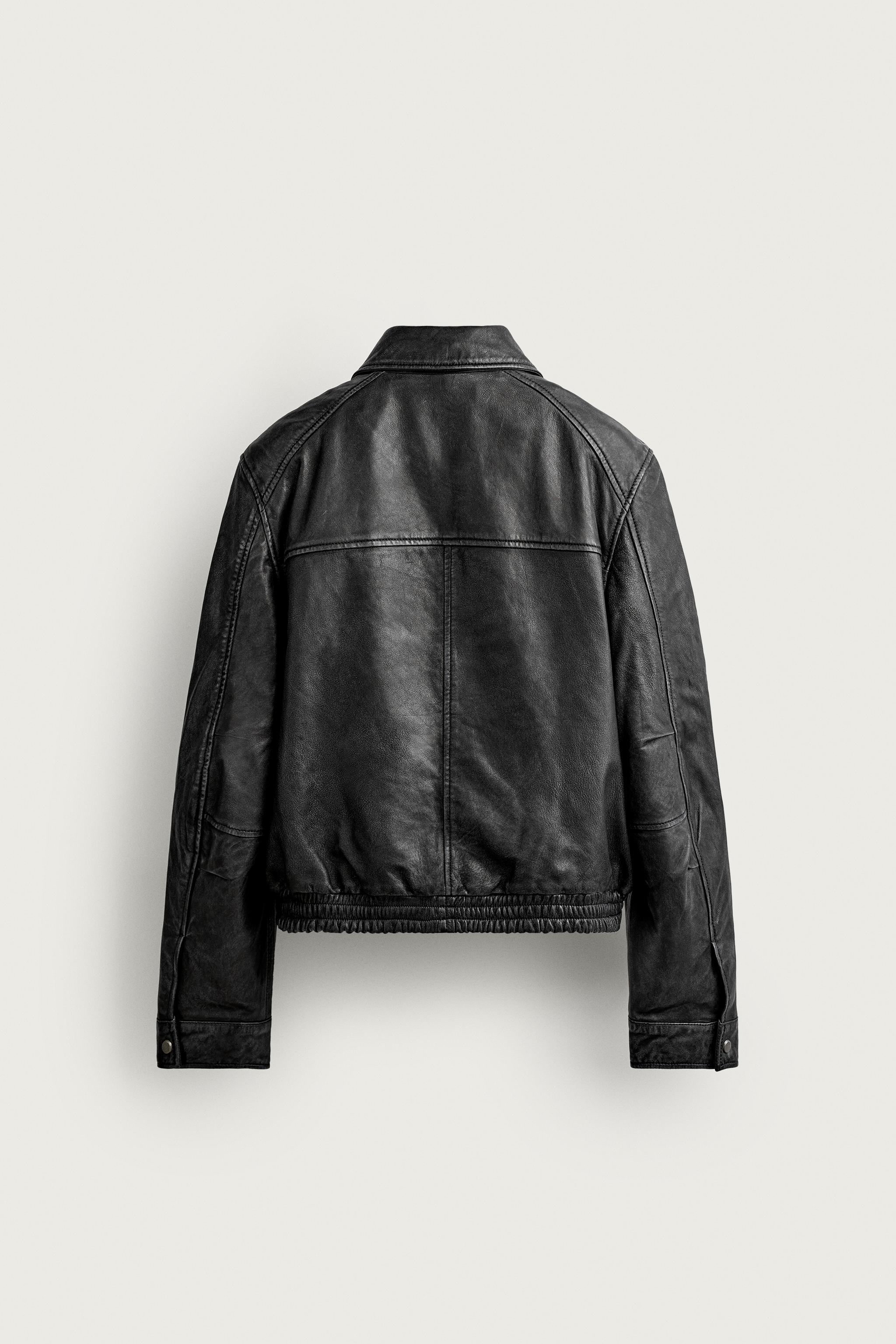 WASHED LEATHER CROPPED FIT JACKET