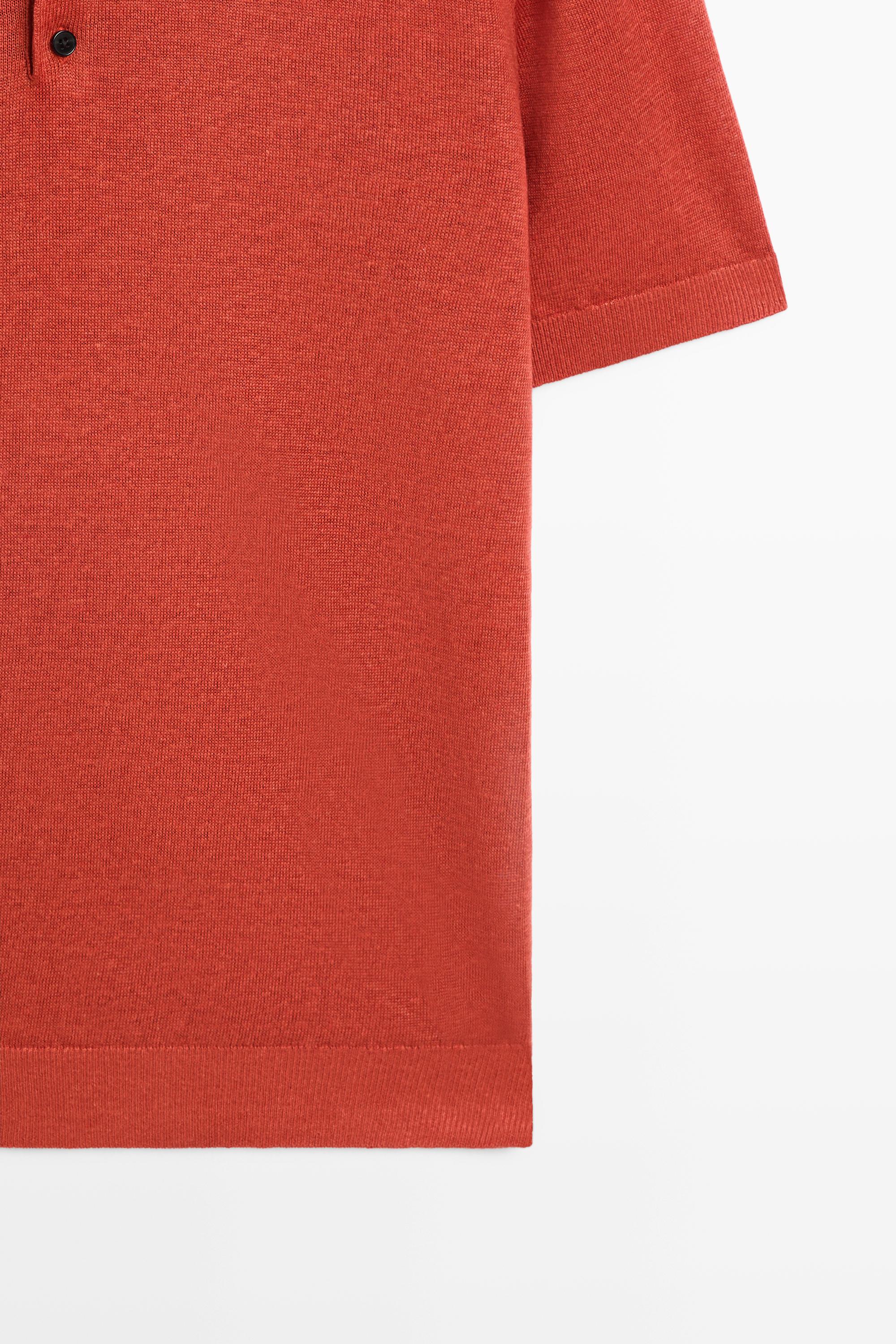 100% linen knit polo shirt