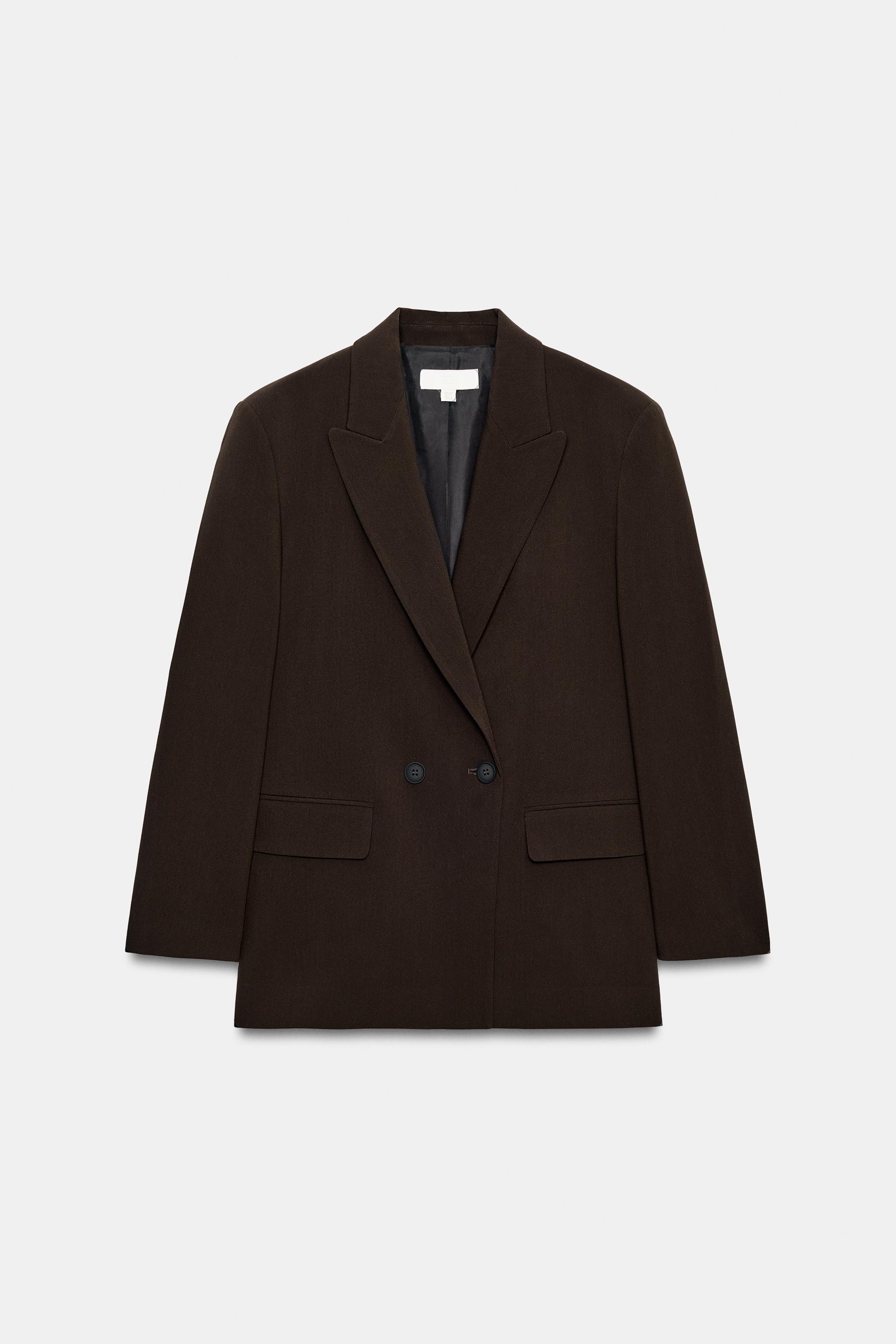 オーバーサイズ ダブルブレストブレザー - ブラウン | ZARA Japan / 日本