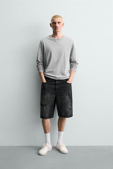 BERMUDA DENIM BAGGY FIT - Carbón de Zara