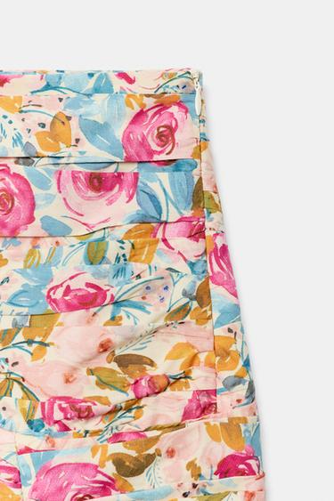 JUPE COURTE DRAPÉE À IMPRIMÉ FLORAL - Multicolore de Zara - Image 4