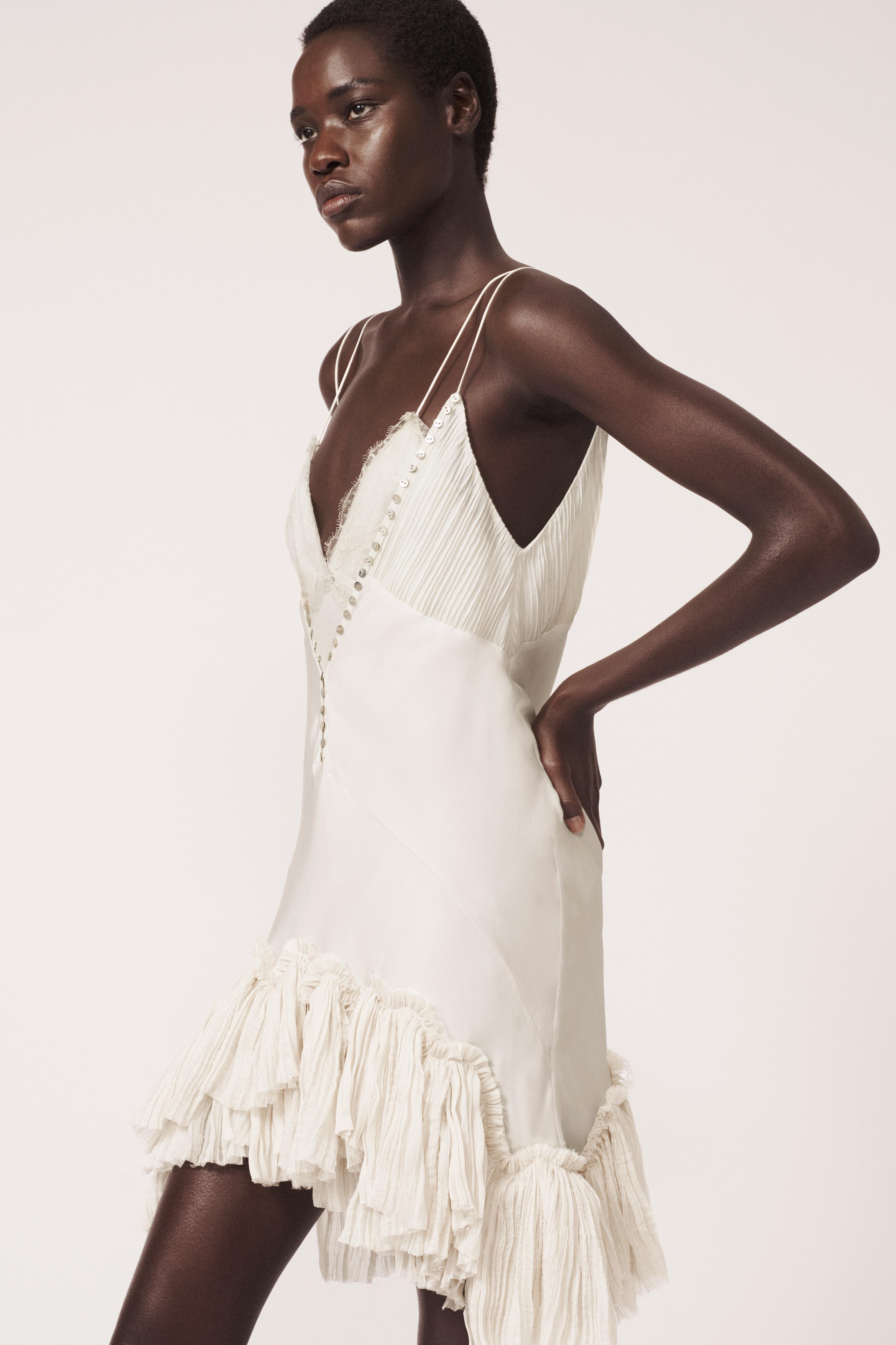 アシンメトリーフリルワンピース - THE ITEM - エクリュ | ZARA Japan
