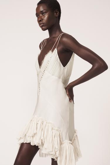 ROBE ASYMÉTRIQUE À VOLANTS - THE ITEM - Écru de Zara - Image 3