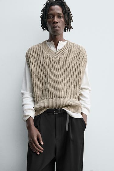 GILET EN MAILLE BOXY FIT - Beige de Zara - Image 4
