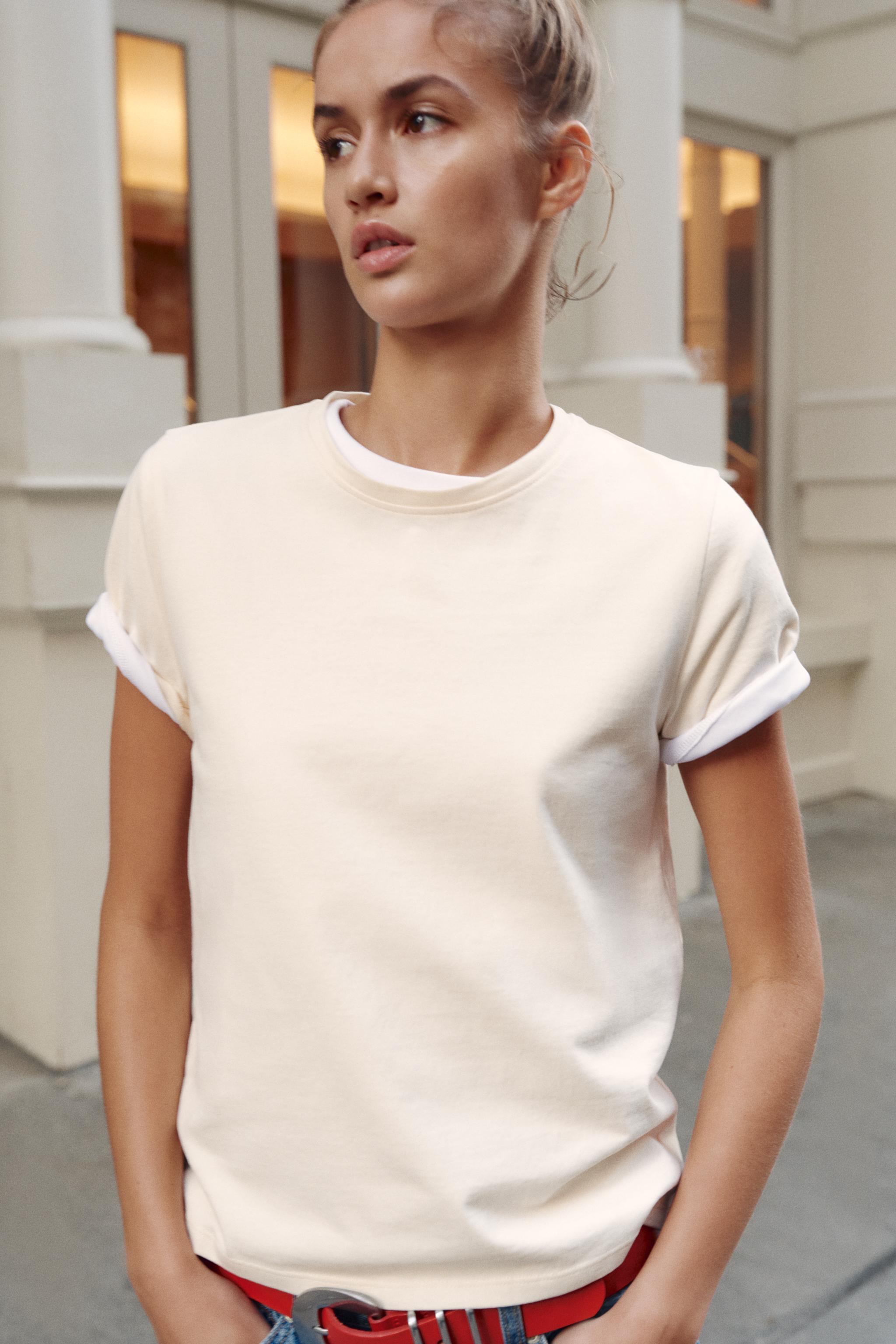 Zara RUSTİK PAMUKLU T-SHIRT görsel 2