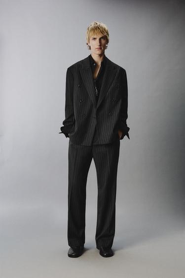 PINSTRIPED SUIT TROUSERS - Black by Zara