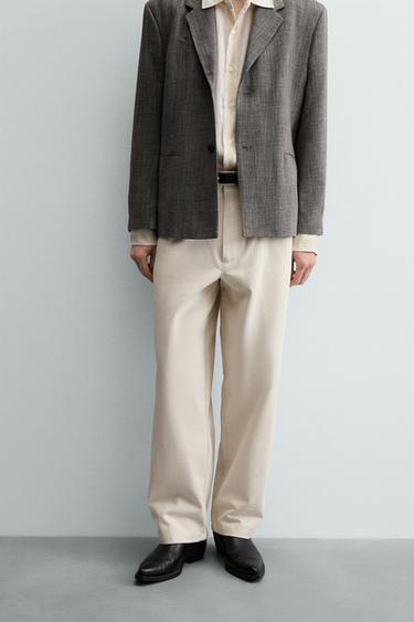 Zara RELAXED FIT CHINO PANTS - Oyster-white