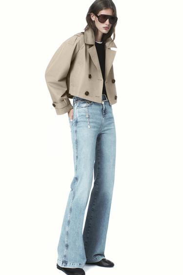 DOUBLE-BREASTED SHORT TRENCH COAT - camel by Zara