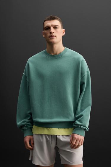 PRINTED CREW NECK SWEATSHIRT - Turquoise by Zara