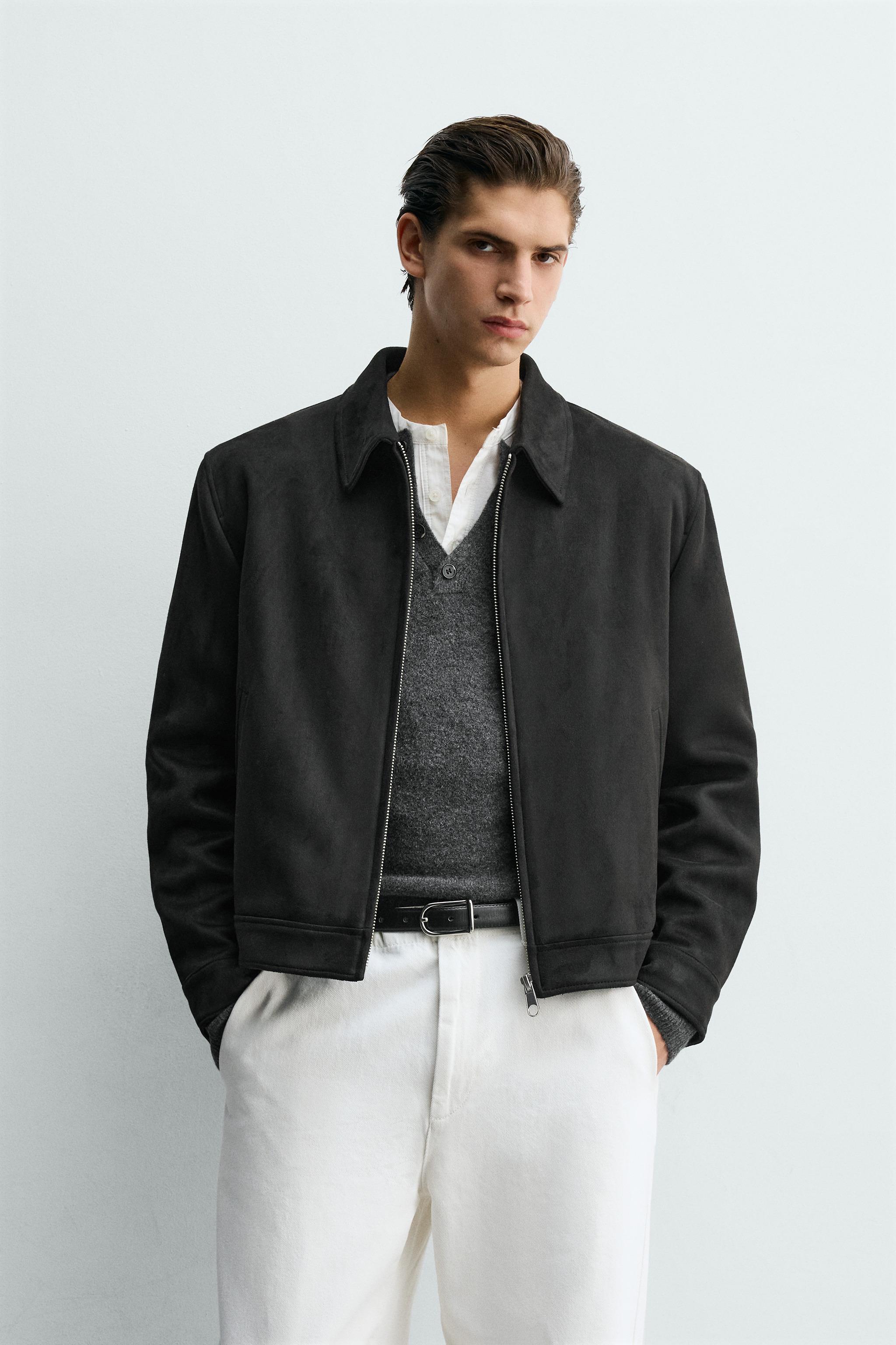 CROPPED FAUX SUEDE JACKET