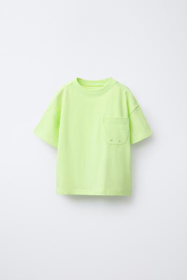 PLAIN T-SHIRT WITH POCKET - Green by Zara