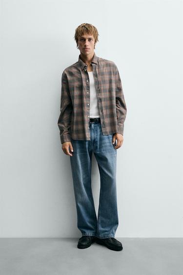 RELAXED FIT CHECK SHIRT - Grey marl by Zara - Image 0
