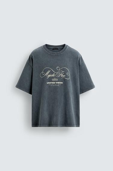 WASHED SLOGAN PRINT T-SHIRT - Light grey by Zara - Image 6