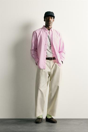 REGULAR FIT OXFORD SHIRT - Pink by Zara - Image 0