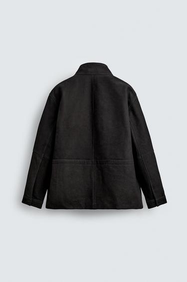 LEATHER RELAXED FIT PARKA - Anthracite grey by Zara - Image 7