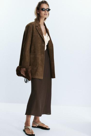 ROBE MIDI BIMATIÈRE - Écru / Marron de Zara - Image 3