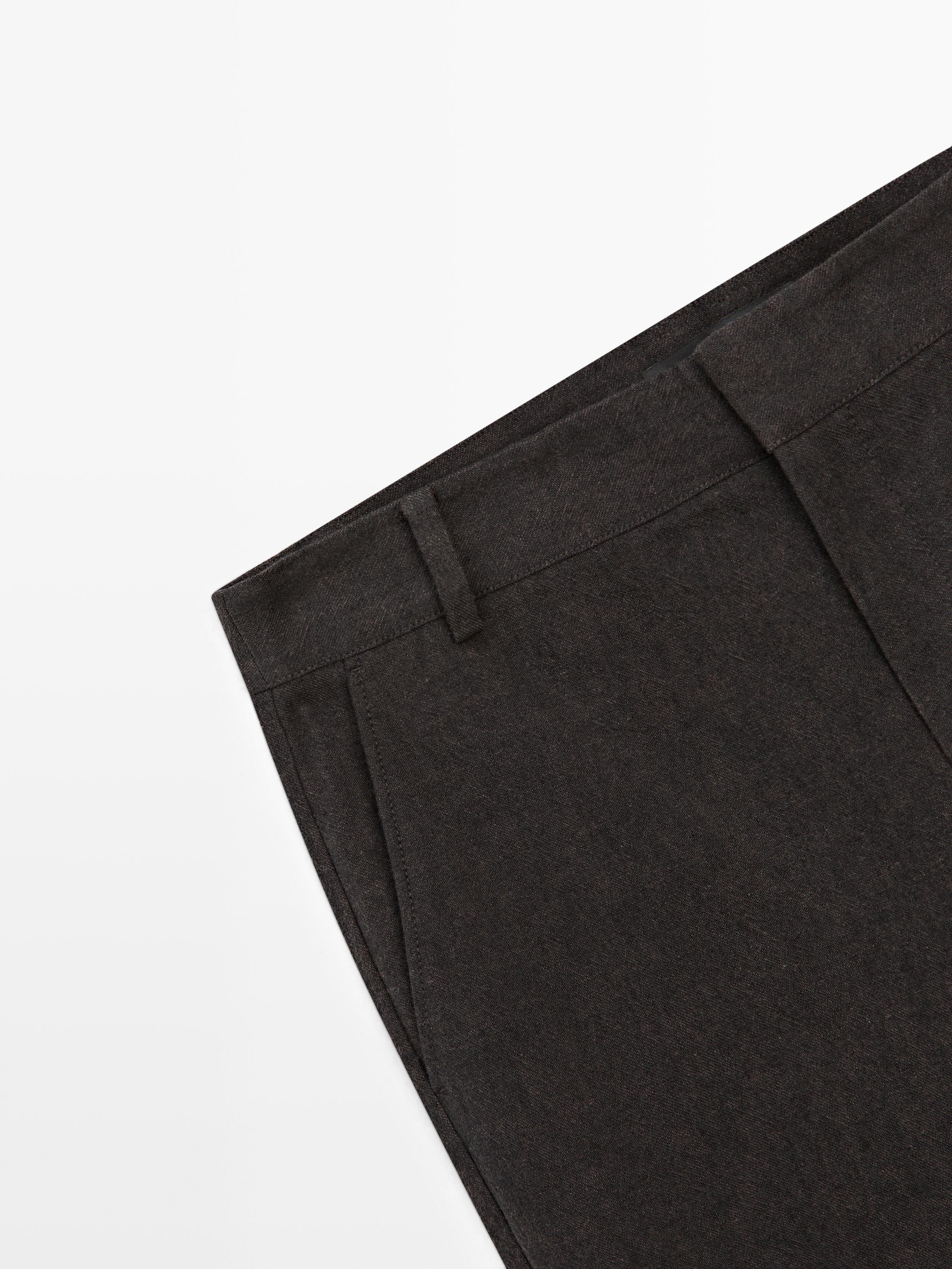 Slim fit linen blend trousers