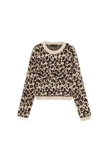 ANIMAL PRINT FAUX FUR KNIT JUMPER - Leopard by Zara