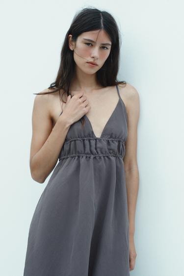 FLOWING MIDI DRESS - Charcoal grey by Zara