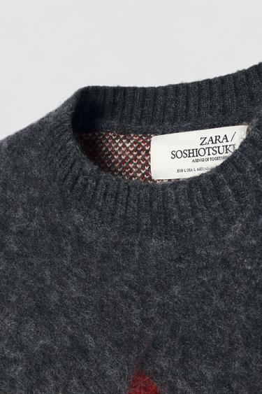 PULL INTARSIA BROSSÉ SOSHIOTSUKI X ZARA - Gris anthracite de Zara - Image 3