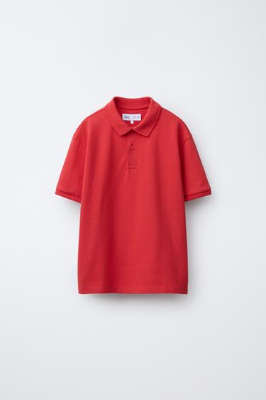 Zara BASIC PLAIN POLO SHIRT - Red