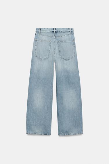 TRF RIPPED FOLDED WAIST MID-WAIST JEANS - Light blue by Zara - Image 6