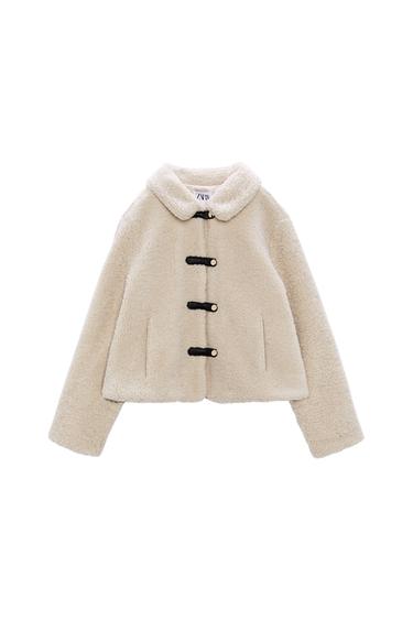 FAUX SHEARLING CROPPED JACKET