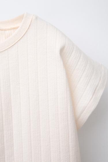 JACQUARD T-SHIRT WITH SWISS EMBROIDERY - Ecru by Zara - Image 2