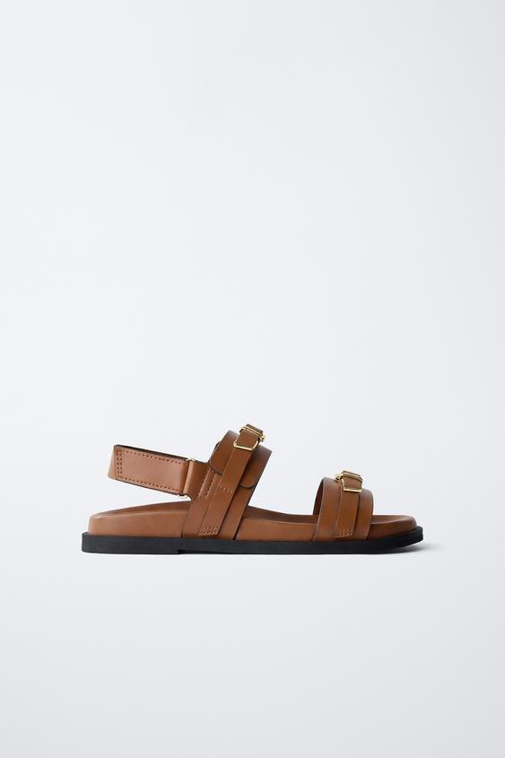 SANDÁLIA COM FIVELAS - Marrom da Zara - Imagem 0