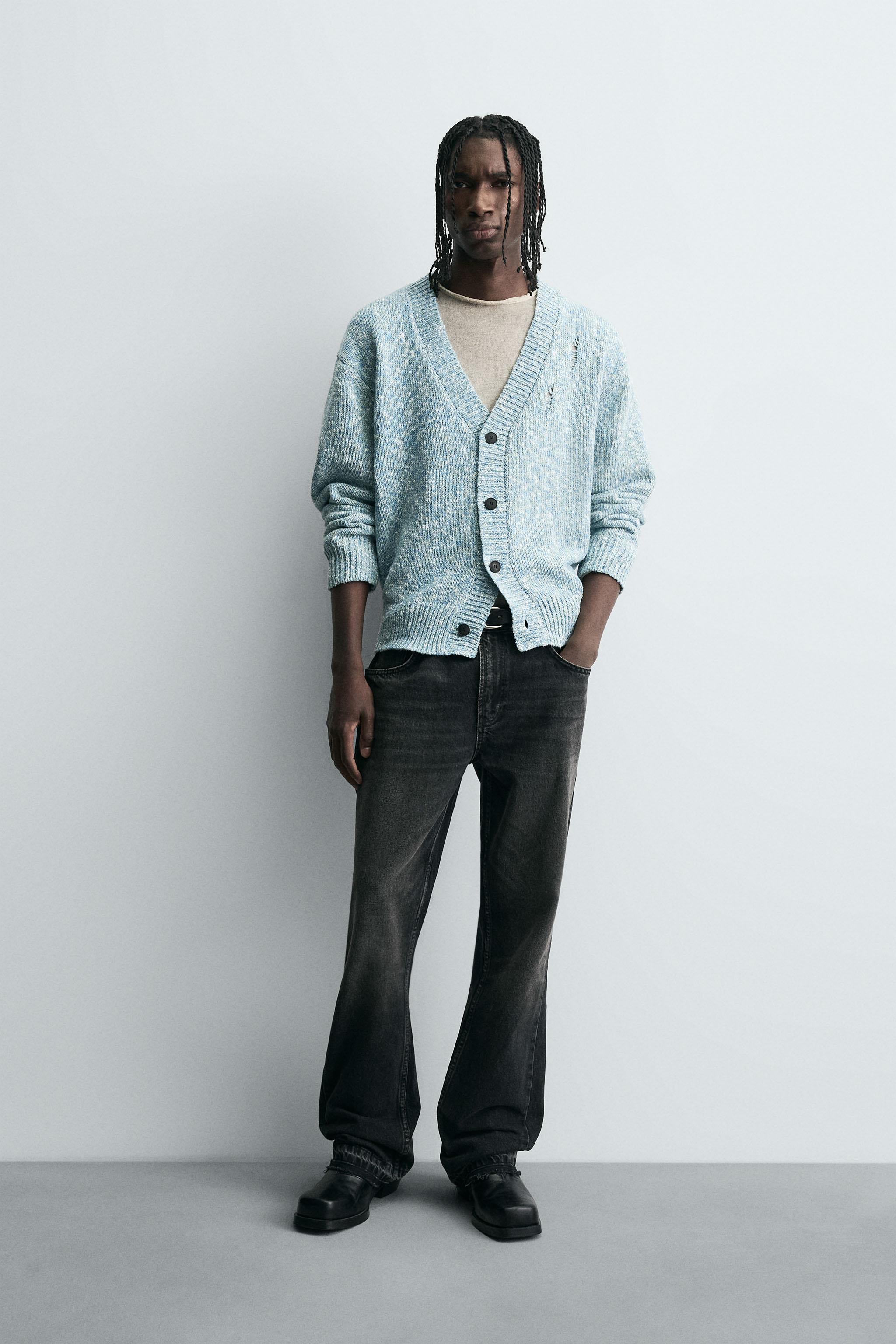 STONE  ライトブルー カーディガン S SNIDEL - snidel スナ デザインニットカーディガン 水色の通販 by