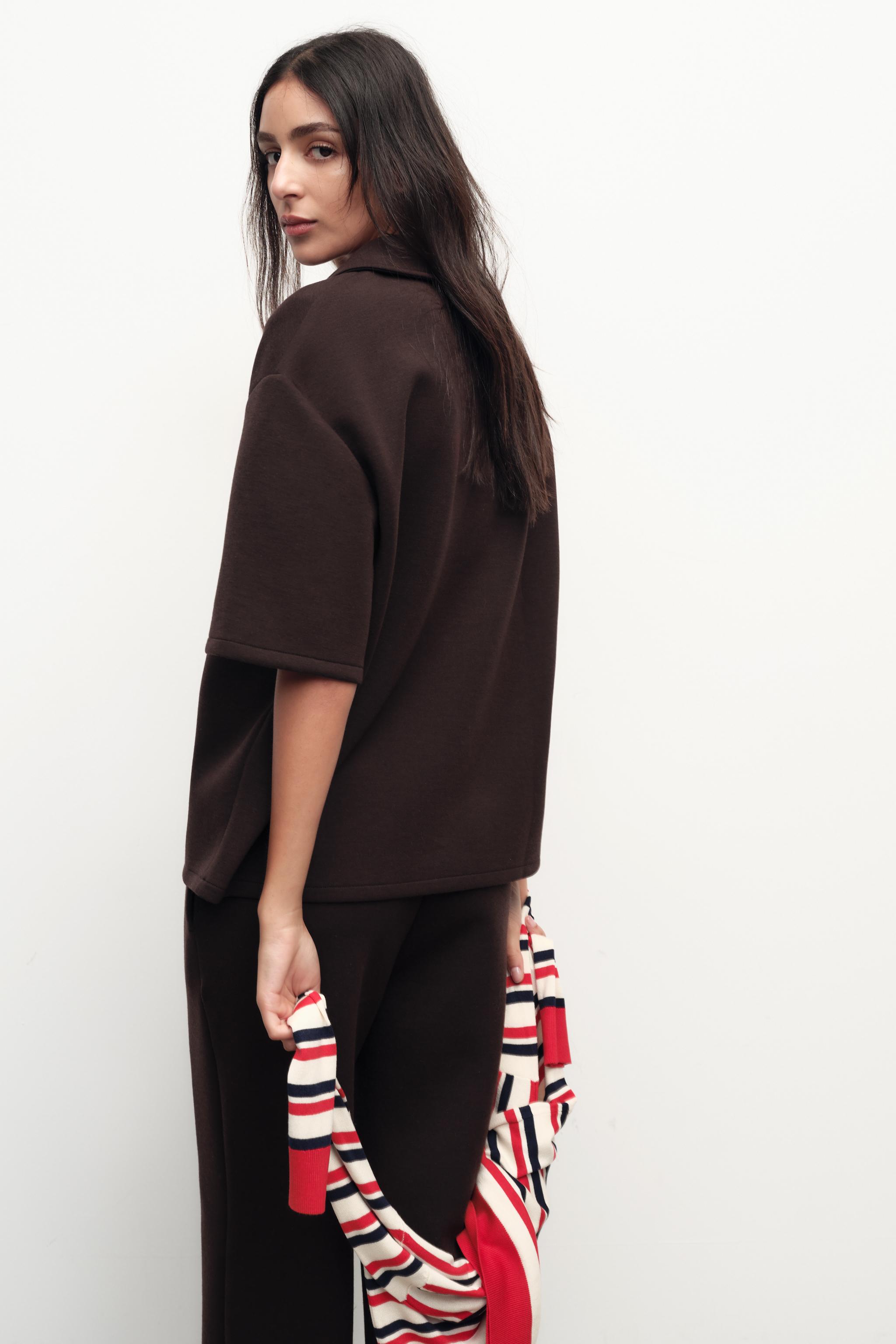 ZIP POLO COLLAR TOP - Dark khaki | ZARA United States ZIP POLO COLLAR TOP - Dark khaki | ZARA United States