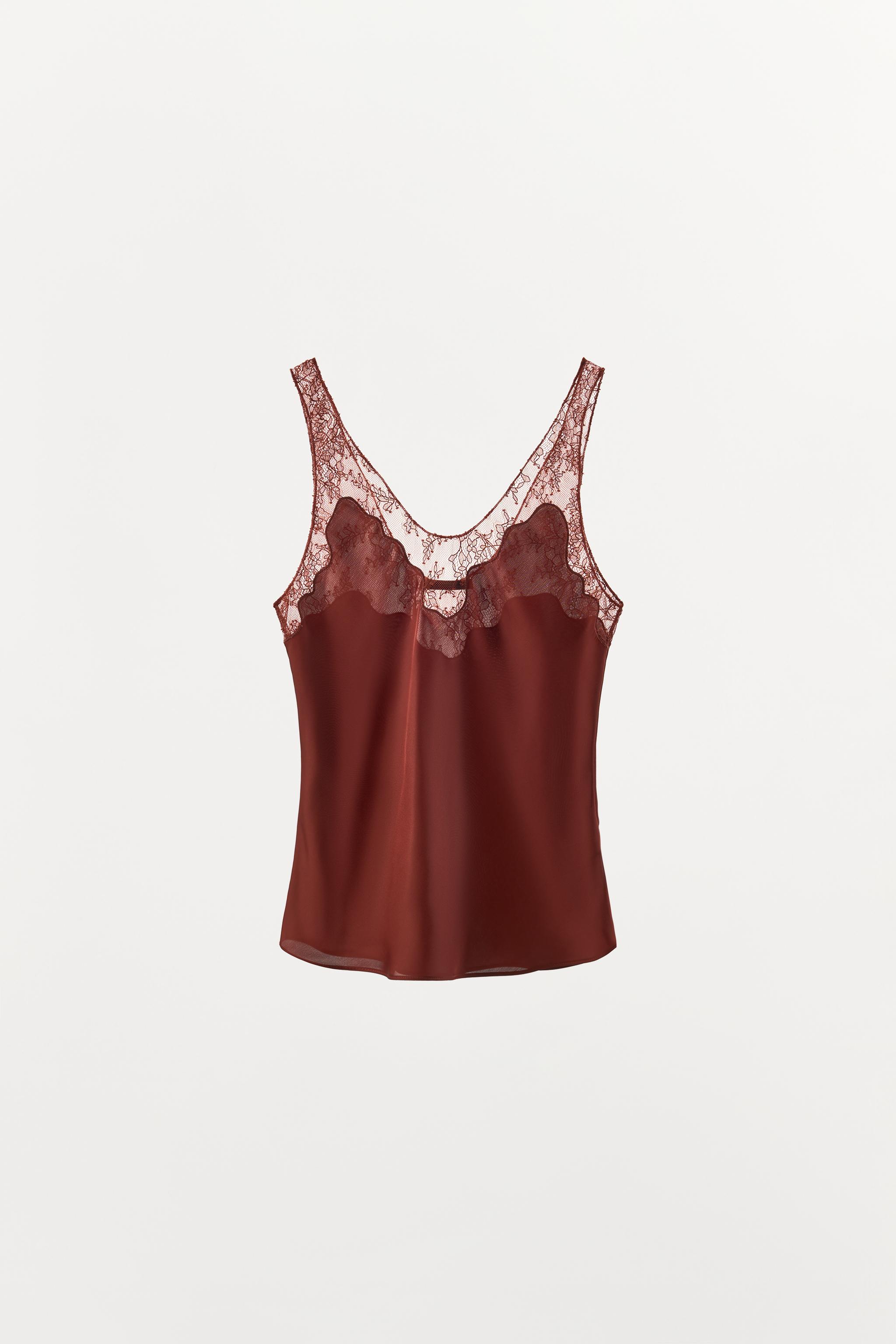 ZW COLLECTION LACE CAMISOLE TOP — Russet