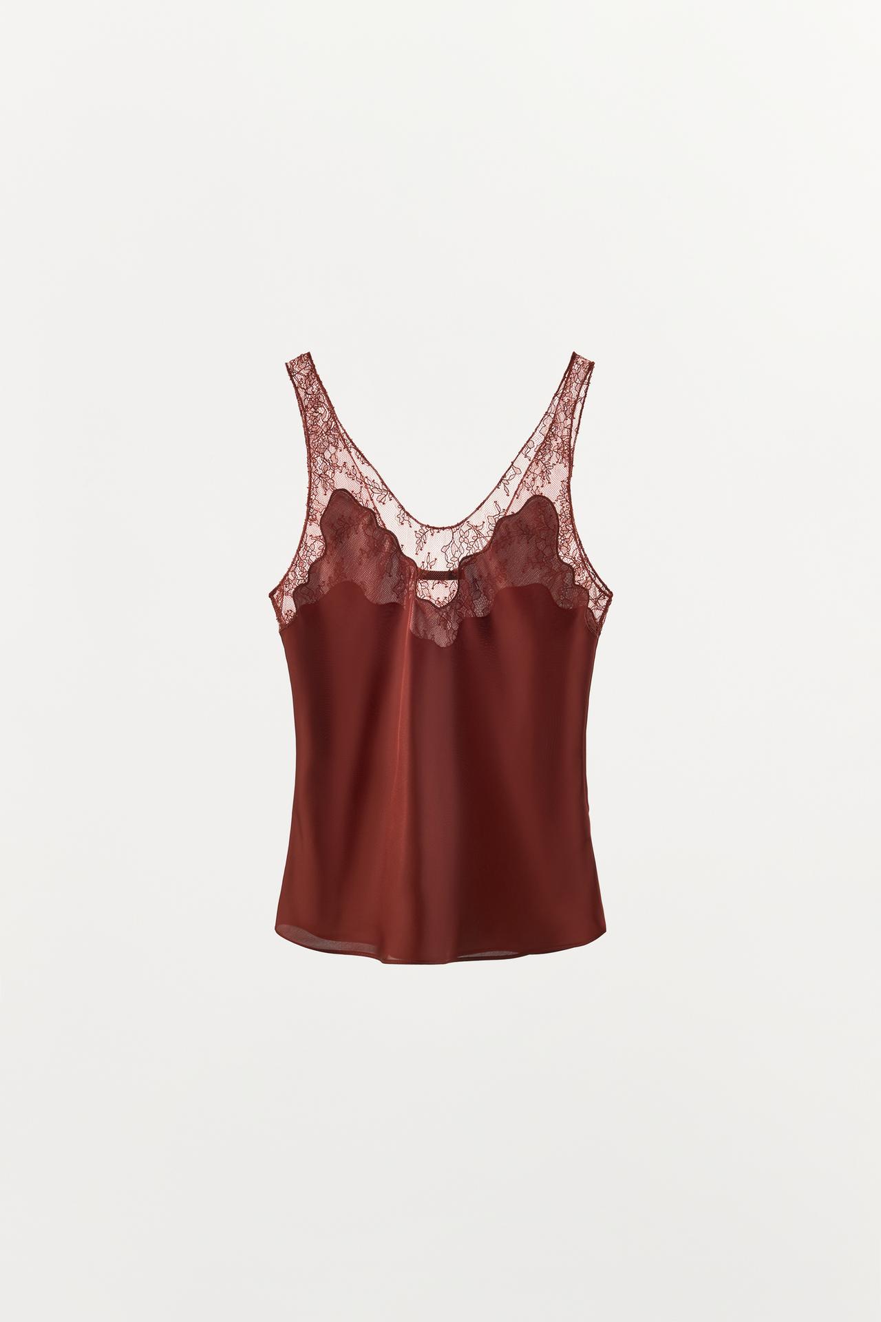 ZW COLLECTION LACE CAMISOLE TOP — Russet