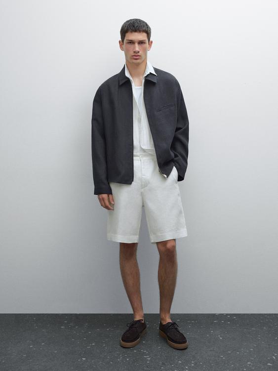 Lightweight linen Bermuda shorts