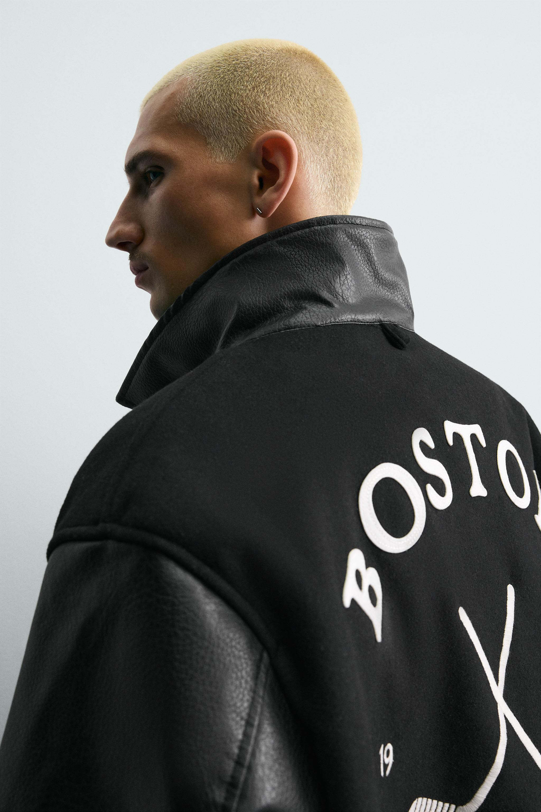 COMBINATION EMBROIDERED BOMBER JACKET