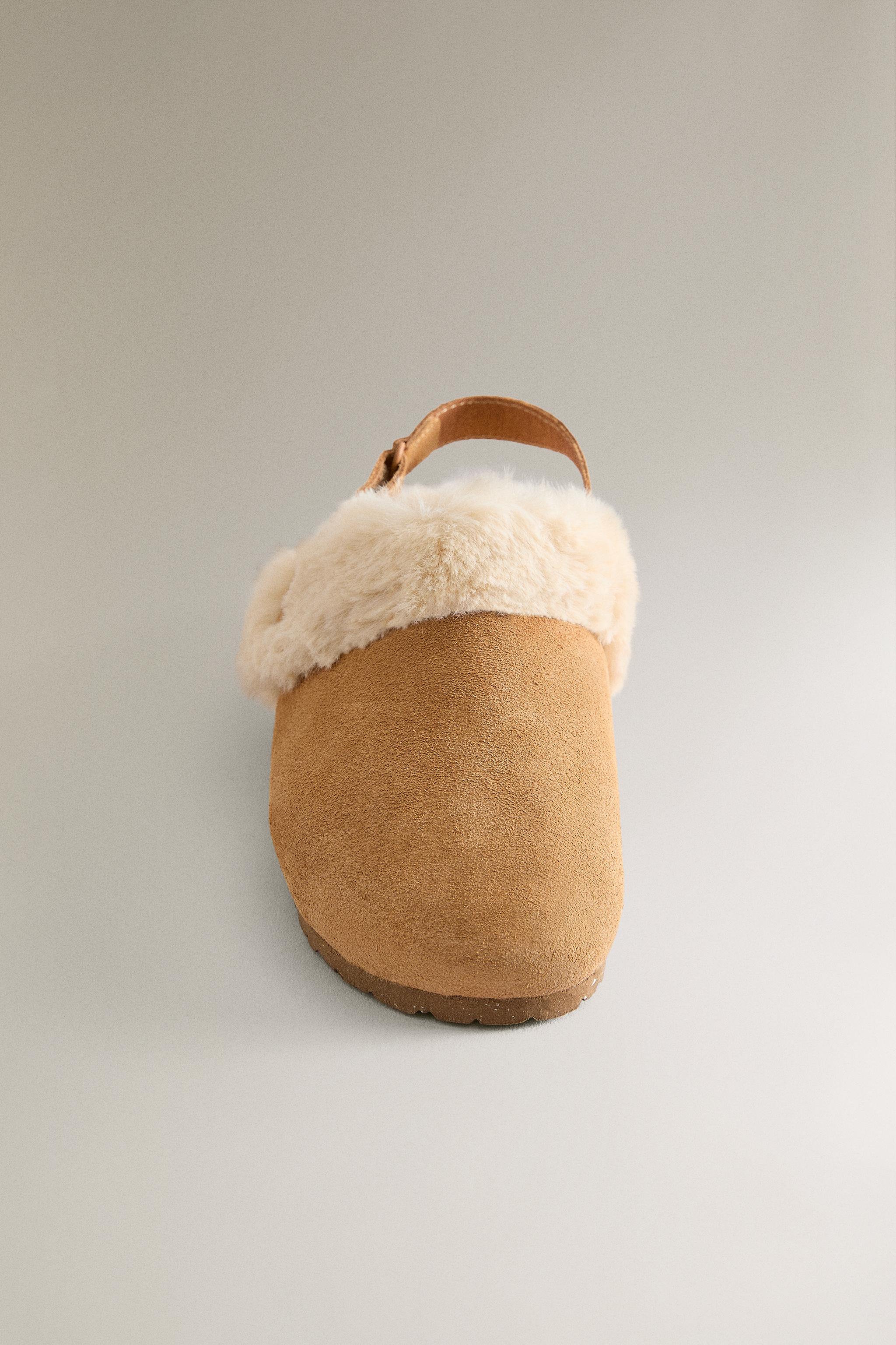 Детские сабо Zara KIDS’ WARM LEATHER MULE CLOG SLIPPERS — фото 5